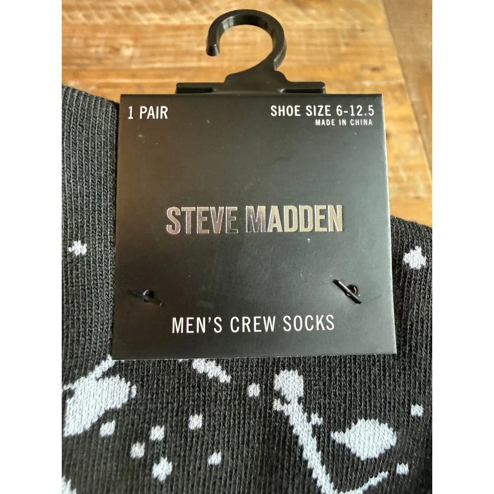 NWT‎ Steve Madden Mens Crew Socks 3 LOT Paisley Splatter Camo 6-12.5 Streetwear